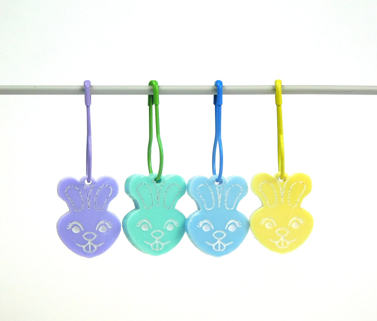 Bunny Rabbit Stitch Markers Set of 4 Choice of 2 colours Reds or Blues
