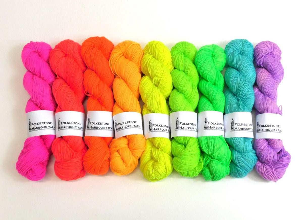 Fluorescent Pink Merino Blend Sock Wool yarn 100g skein