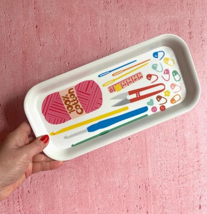 Crochet Melamine Desk Tidy Tray 3 colour options