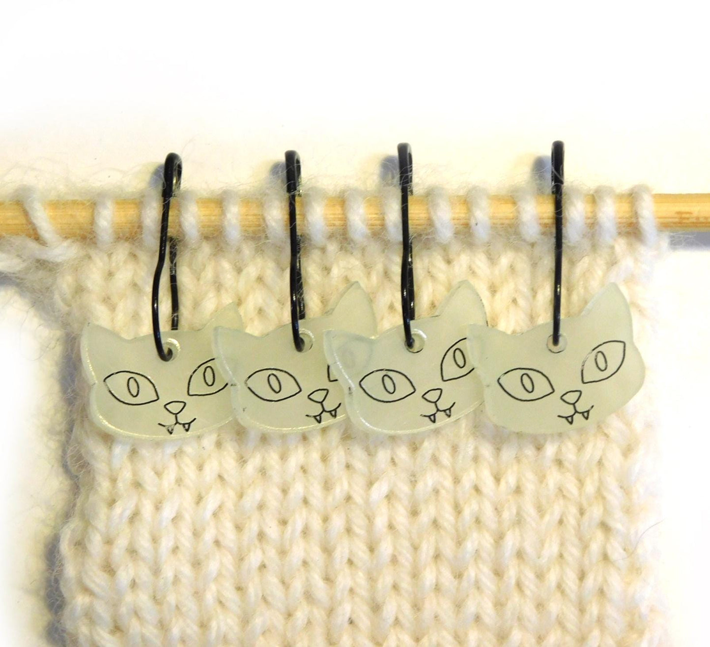 Glow In the Dark Vampire Cat Stitch Markers Set of 4