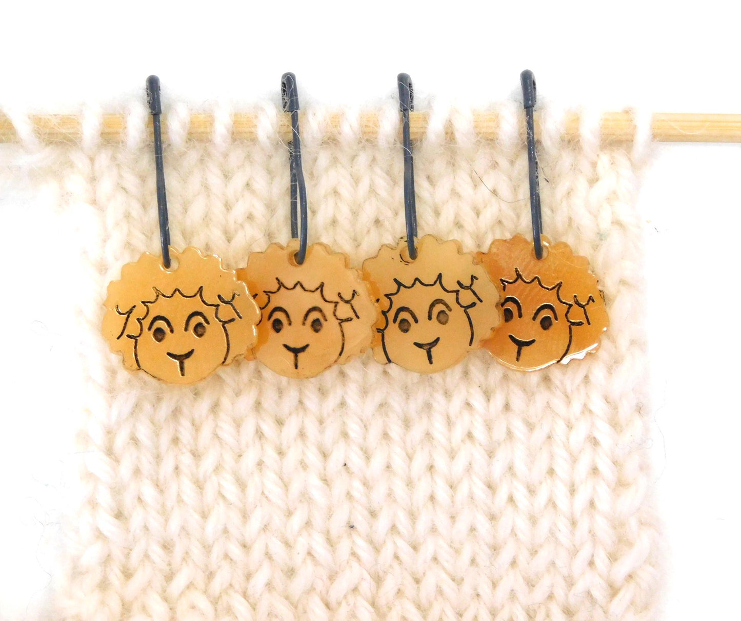 A Small Flock of Ochre Yellow Sheep Stitch Markers  Set of 4