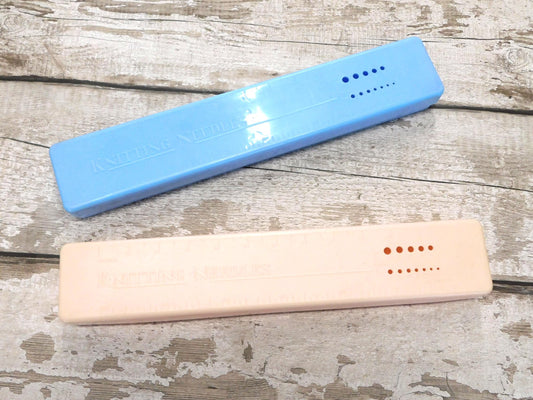 Vintage Knitting Needle Box  Blue or Pink