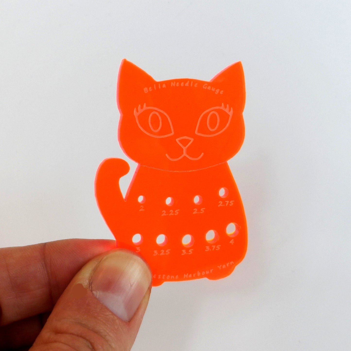Bella Cat Knitting Needle Gauge  Metric Sizes   Fluorescent Orange