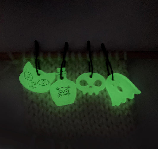 Halloween Spooky Themed Stitch Markers Set of 4      Glow In the Dark