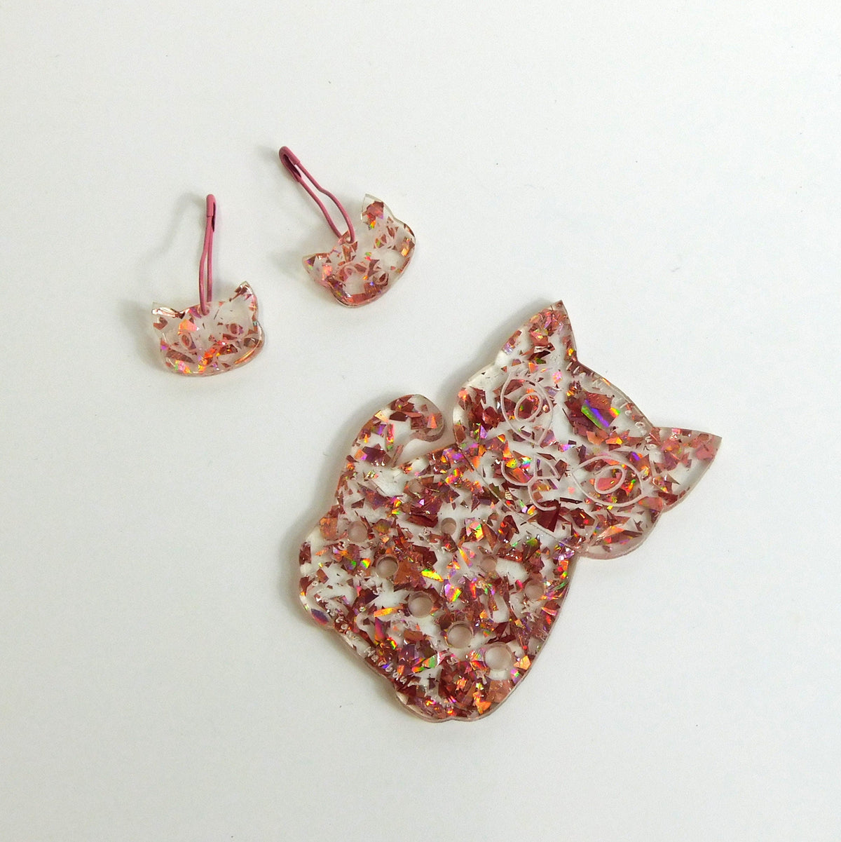 Bella Cat Knitting Needle Gauge, Rose Gold Glitter Acrylic (Metric)