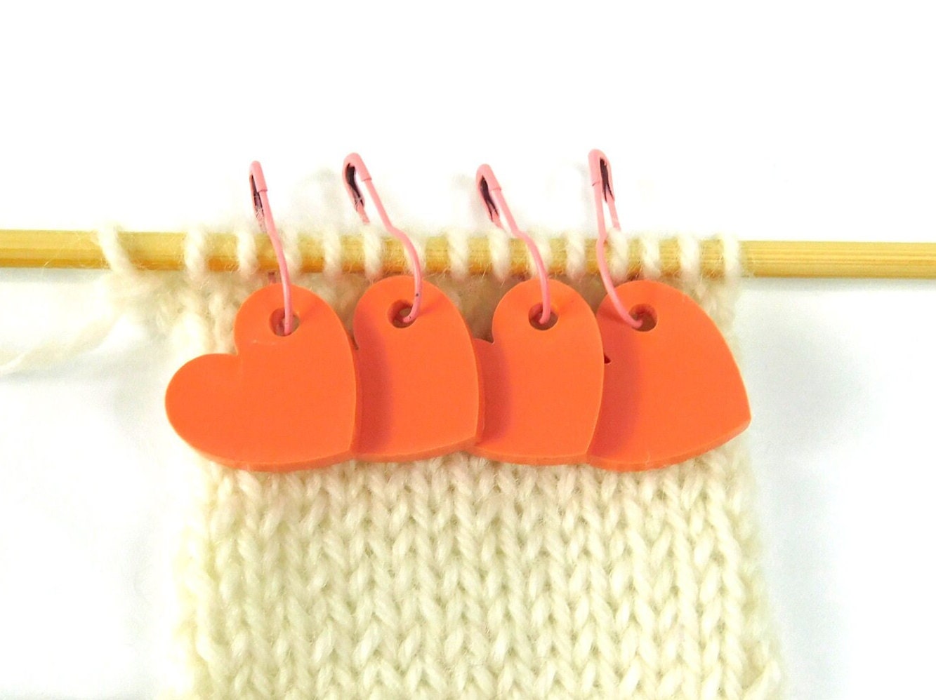 Peach Heart Stitch Markers Set of 4