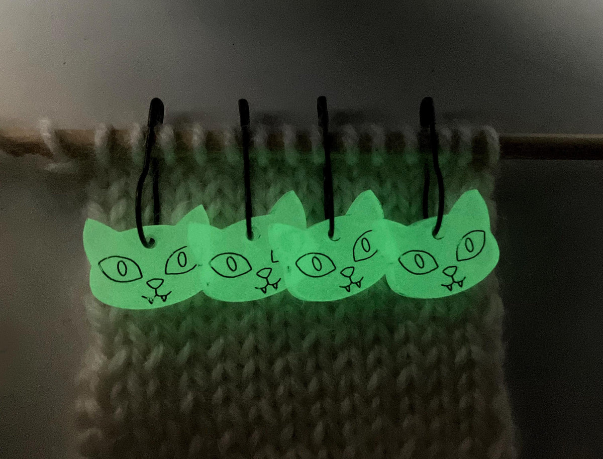 Glow In the Dark Vampire Cat Stitch Markers Set of 4