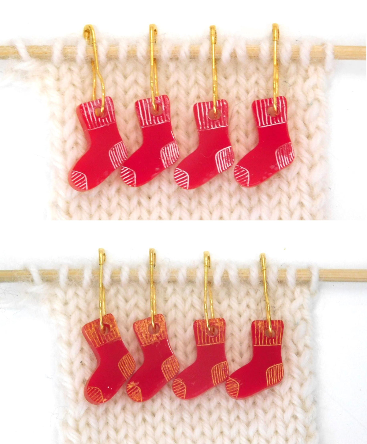 Red Sock Stitch Markers Set of 4