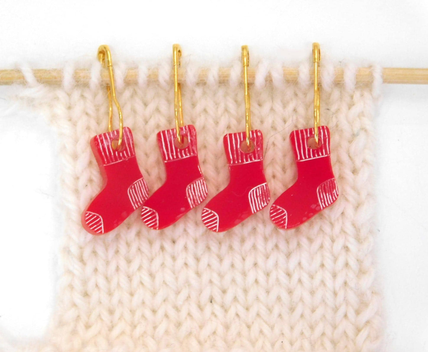Red Sock Stitch Markers Set of 4