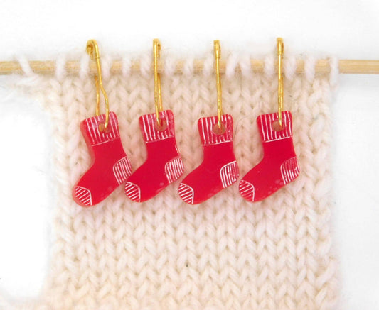 Red Sock Stitch Markers Set of 4