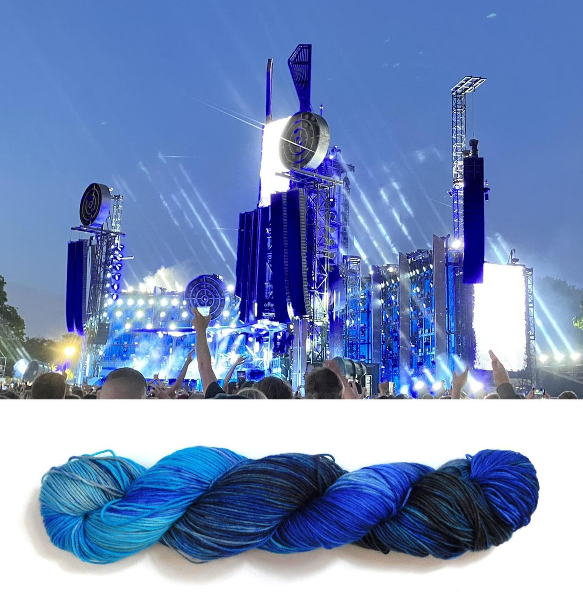 RAMMSKEINS: Richard         100g Variegated Turquoise Blue Sock Yarn   Fluorescent/UV Reactive