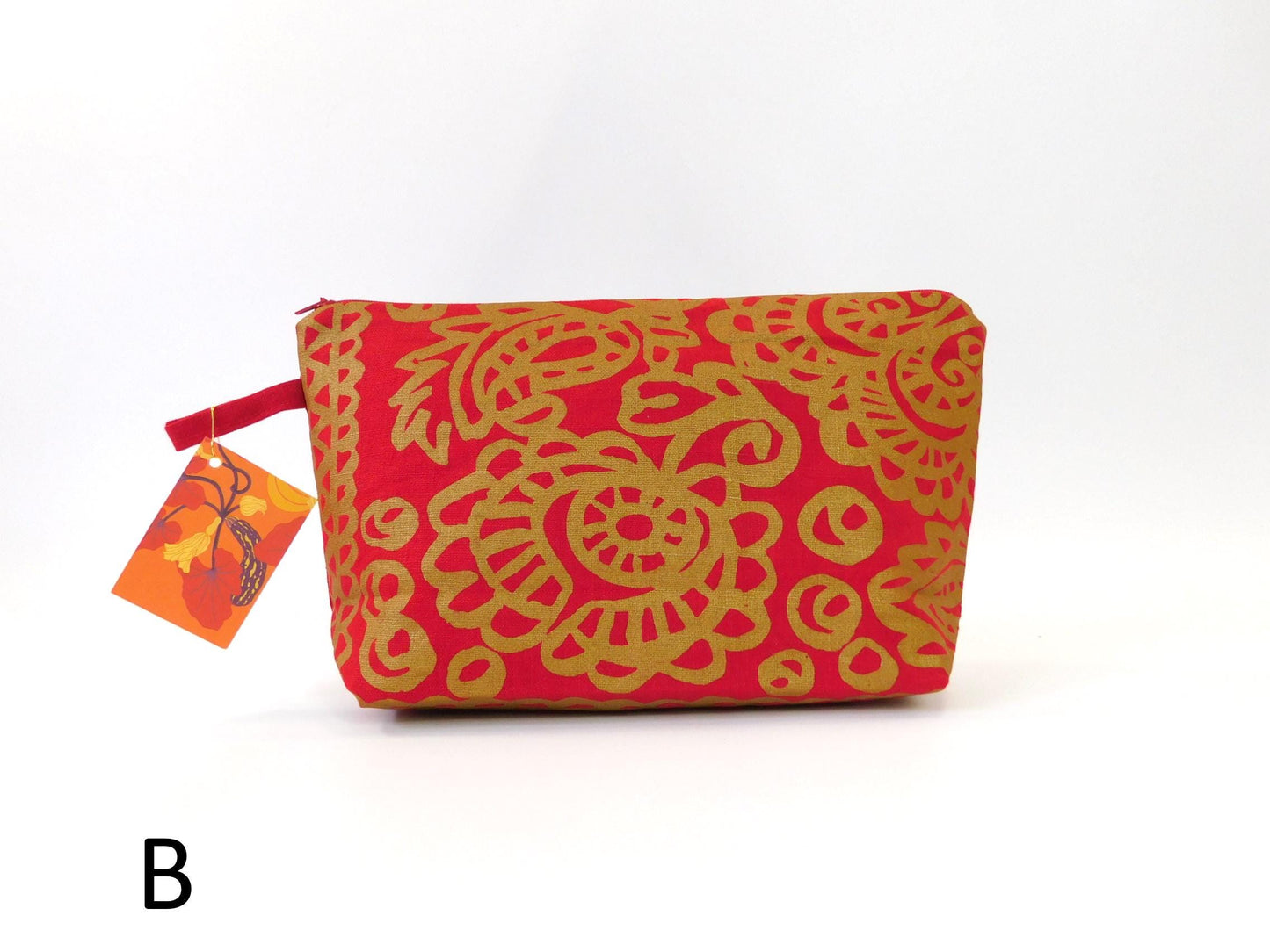 Marimekko Kirgiisi Fabric Zip Pouch  4 options    Red Gold