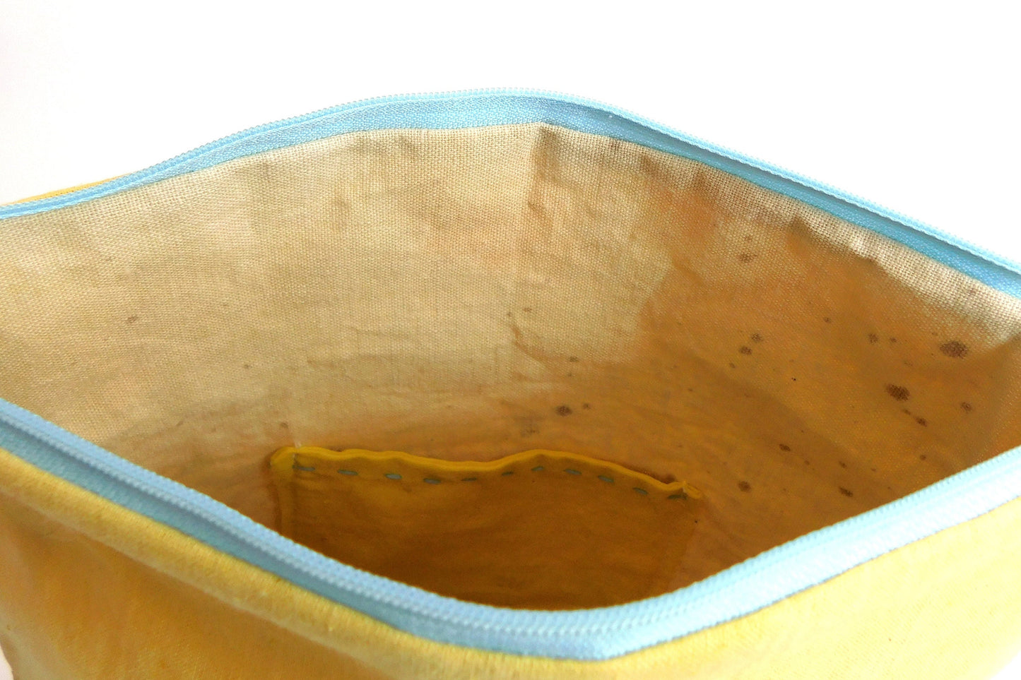 Hand Embroidered Butterfly Pouch: Naturally Dyed Cotton Zip Bag