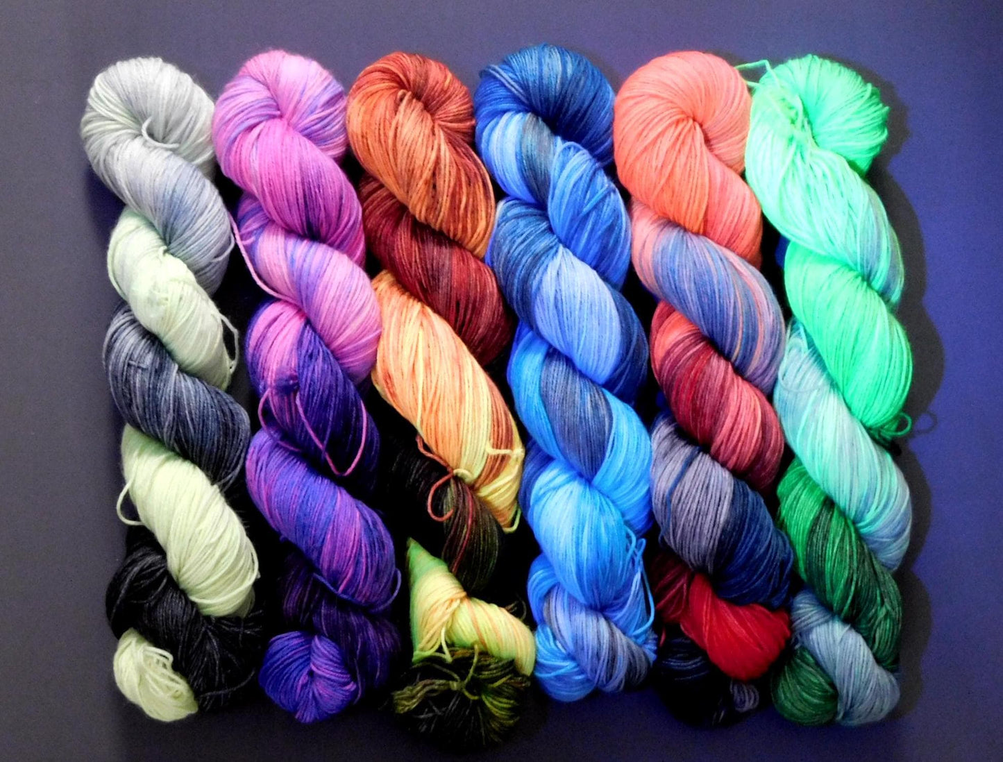RAMMSKEINS: Flake        100g Variegated Yellow Black Sock Yarn   Fluorescent/UV Reactive