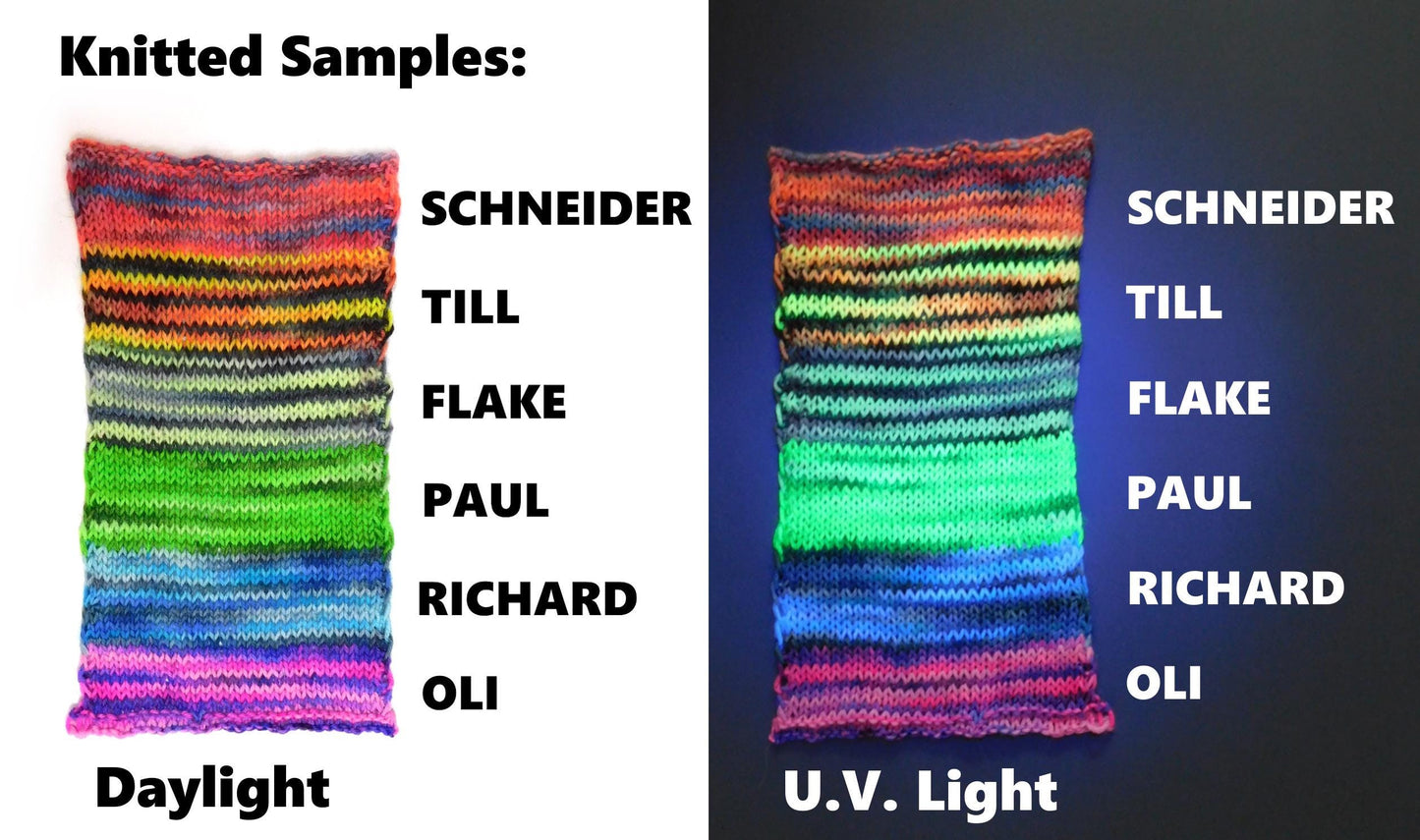 RAMMSKEINS: Oli         100g Variegated Pink Purple Sock Yarn   Fluorescent/UV Reactive