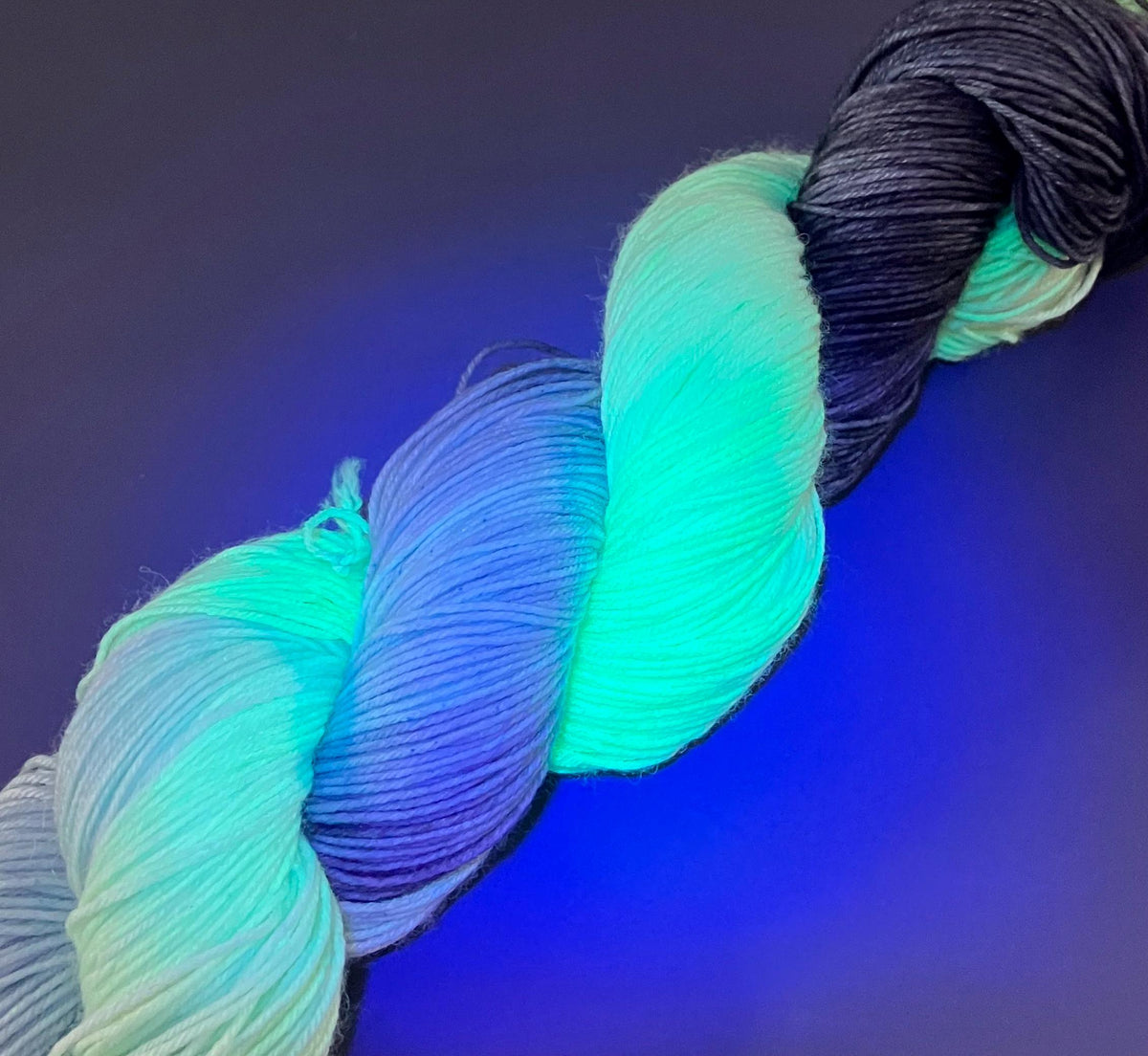 RAMMSKEINS: Flake        100g Variegated Yellow Black Sock Yarn   Fluorescent/UV Reactive