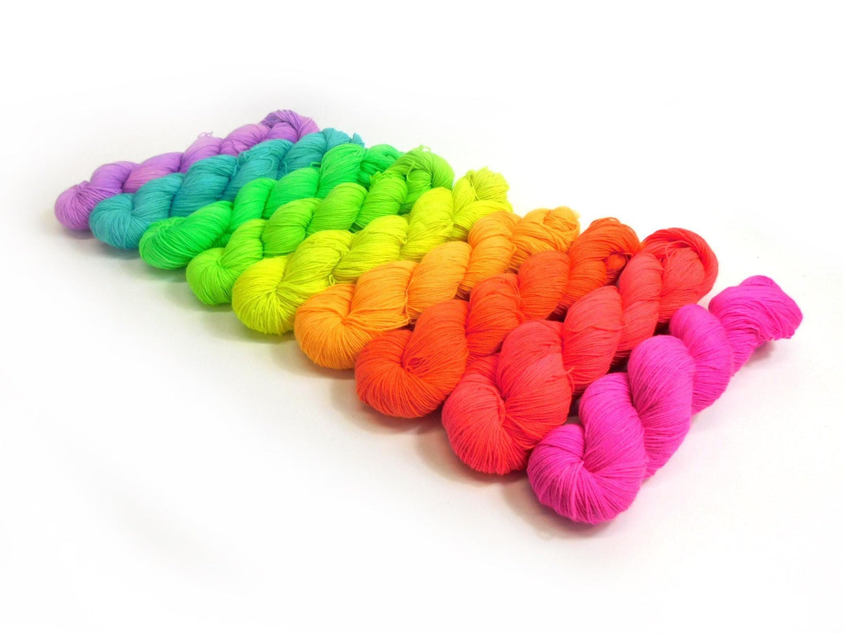 Fluorescent Pink Merino Blend Sock Wool yarn 100g skein