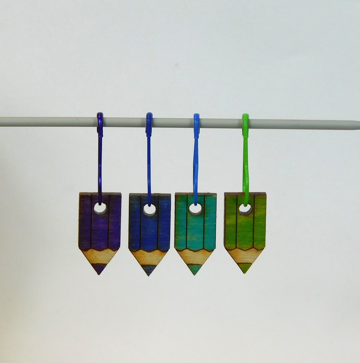 Pencils  Multicoloured Stitch Marker sets     Choice of 4 or 8