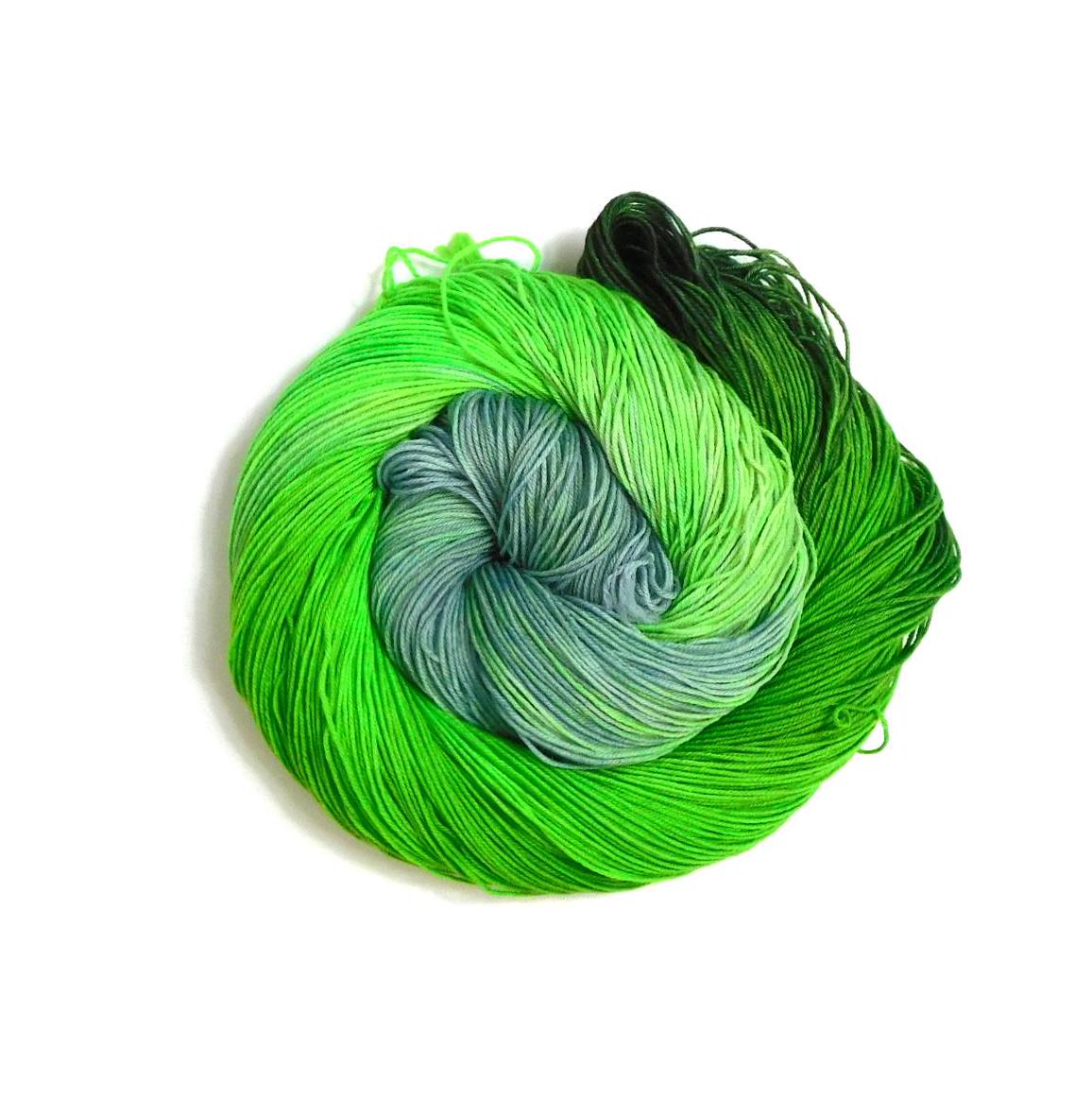 RAMMSKEINS: Paul        100g Variegated Green Grey Black Sock Yarn   Fluorescent/UV Reactive