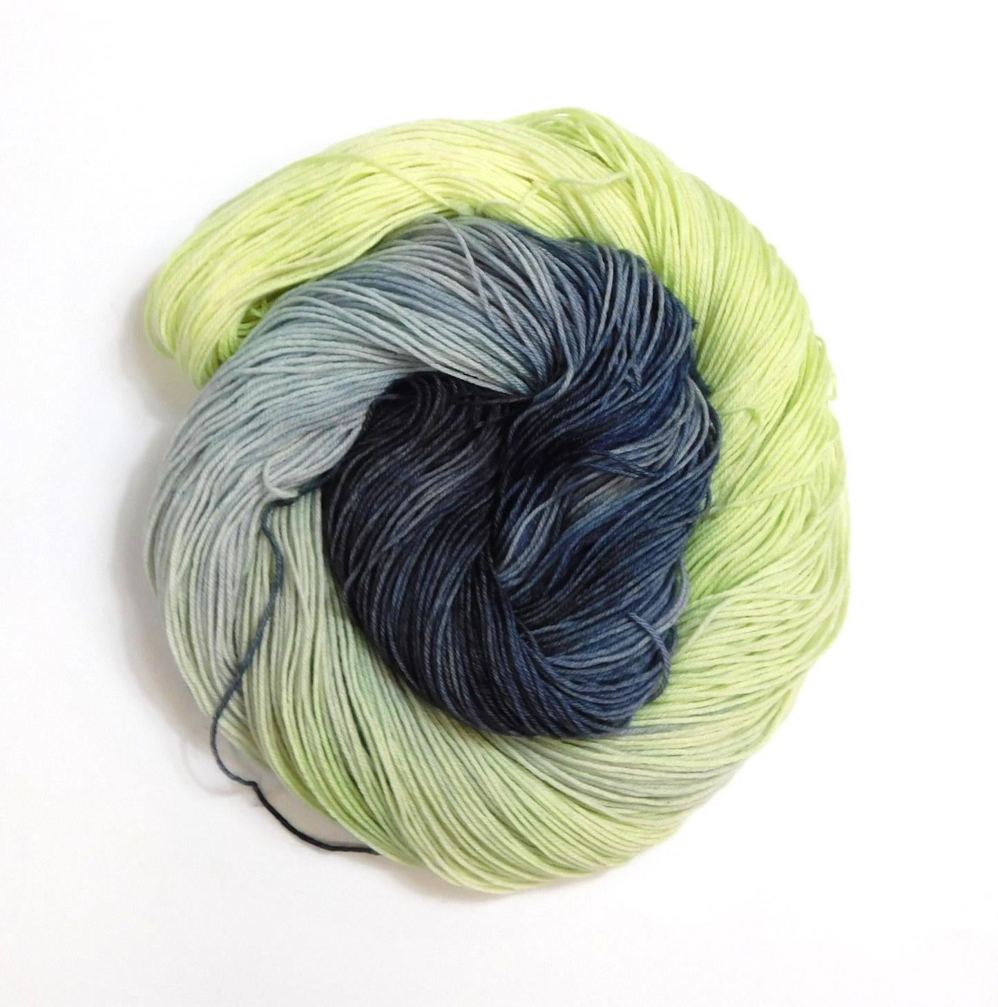 RAMMSKEINS: Flake        100g Variegated Yellow Black Sock Yarn   Fluorescent/UV Reactive