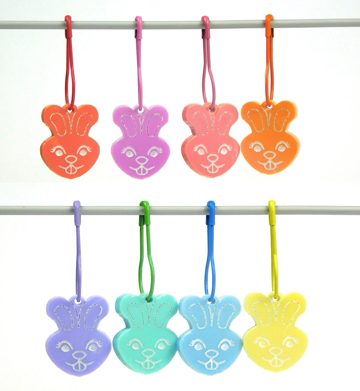 Bunny Rabbit Stitch Markers Set of 4      Choice of 2 colours Reds or Blues
