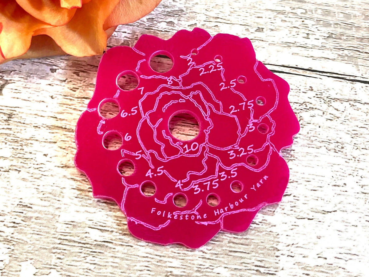 Rose Knitting Needle Gauge  Metric   Fuchsia Pink