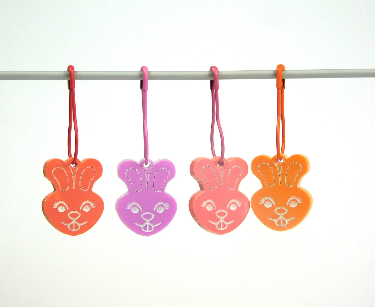 Bunny Rabbit Stitch Markers Set of 4      Choice of 2 colours Reds or Blues