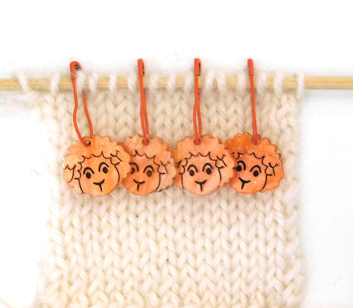 A Small Flock of Pumpkin Orange Stitch Markers  Set of 4