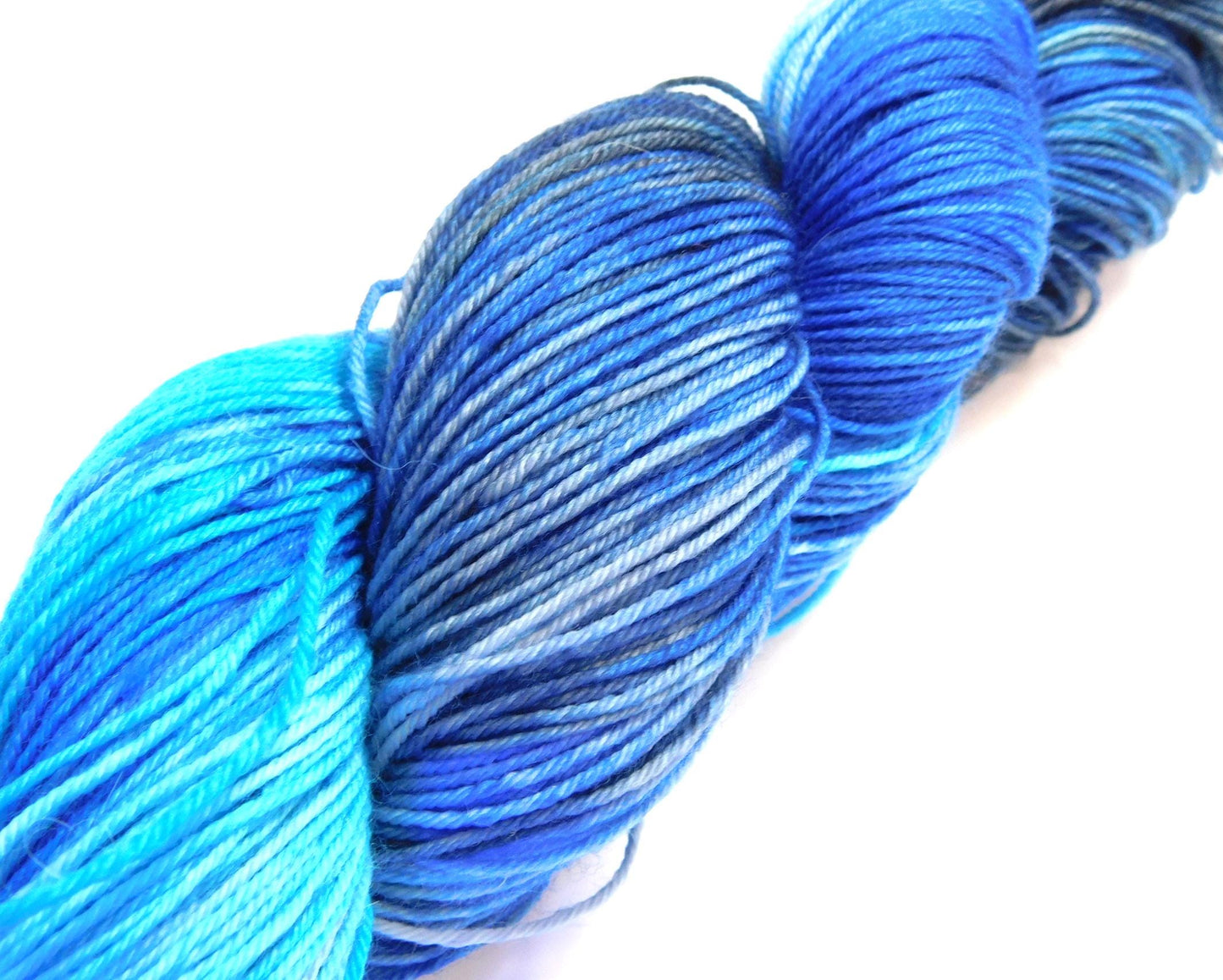 RAMMSKEINS: Richard         100g Variegated Turquoise Blue Sock Yarn   Fluorescent/UV Reactive
