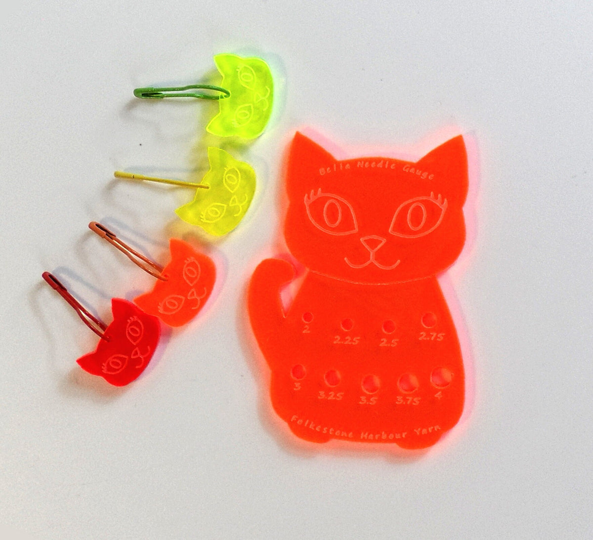 Bella Cat Knitting Needle Gauge  Metric Sizes   Fluorescent Orange