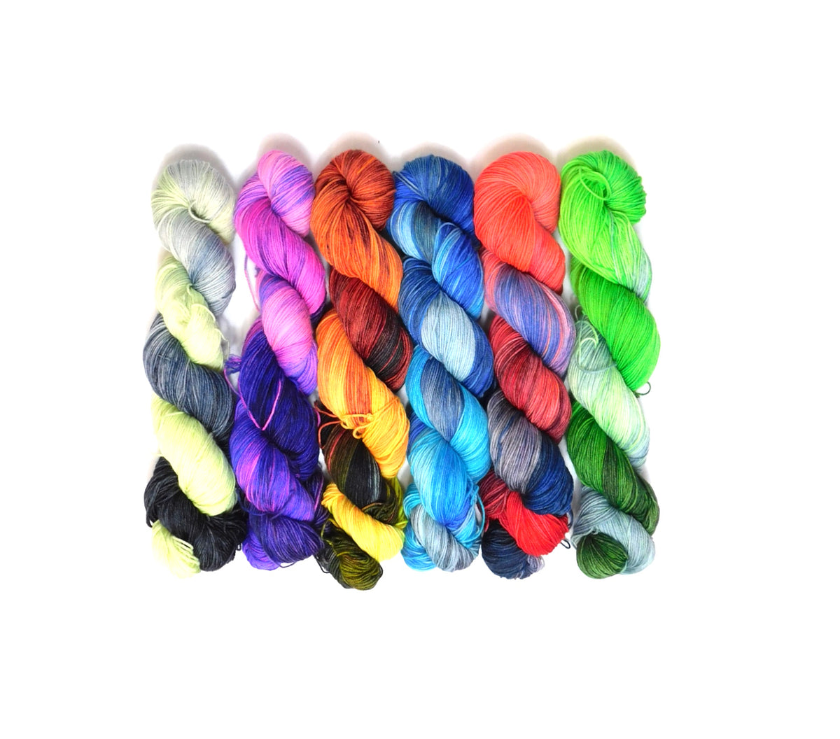 RAMMSKEINS: Schneider 100g Variegated Red Blue Black Sock Yarn Fluorescent/UV Reactive