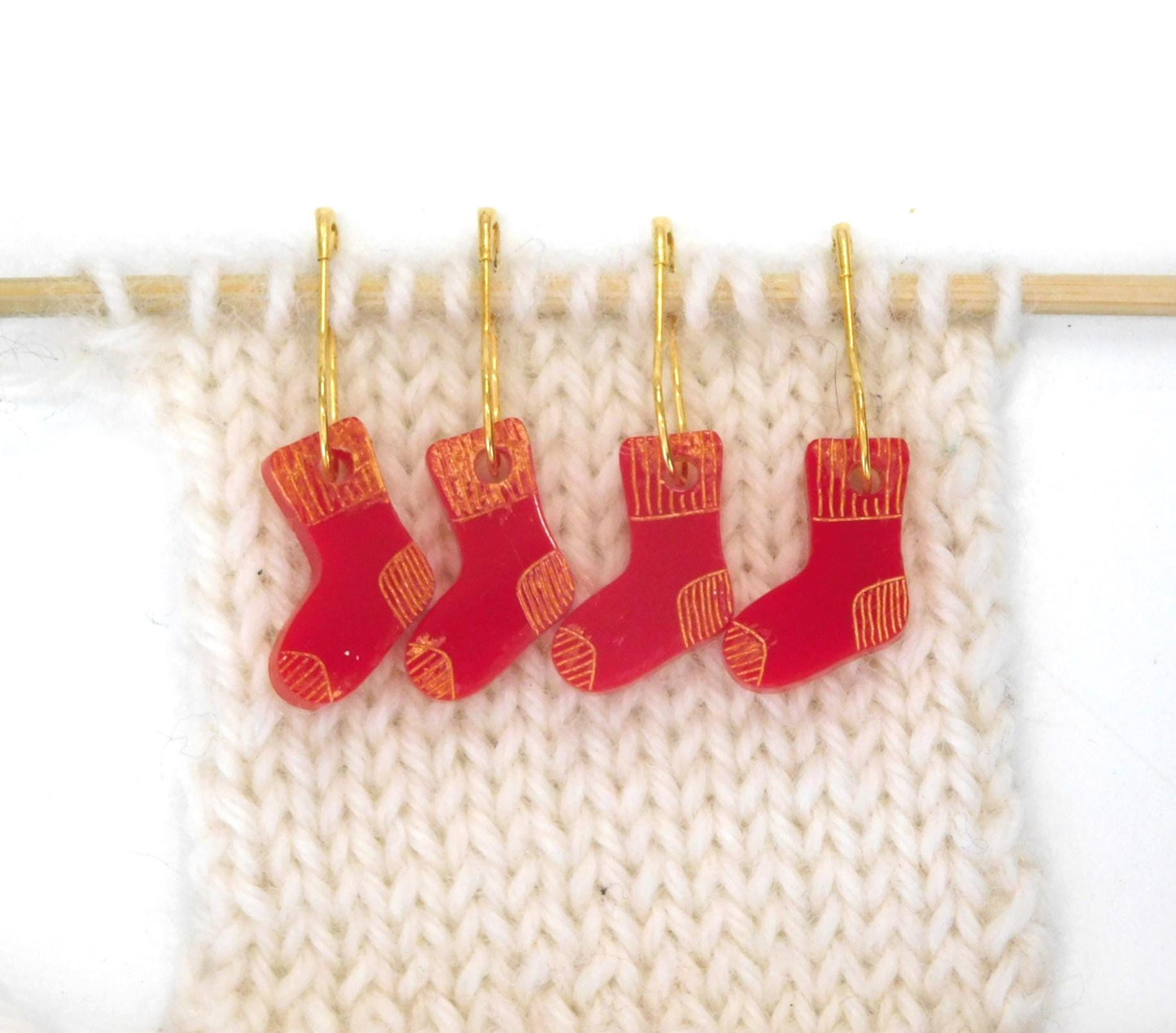 Red Sock Stitch Markers Set of 4