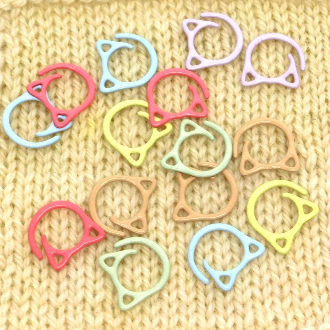 Simple Cat Ring stitch markers  set of 15 rainbow pastels