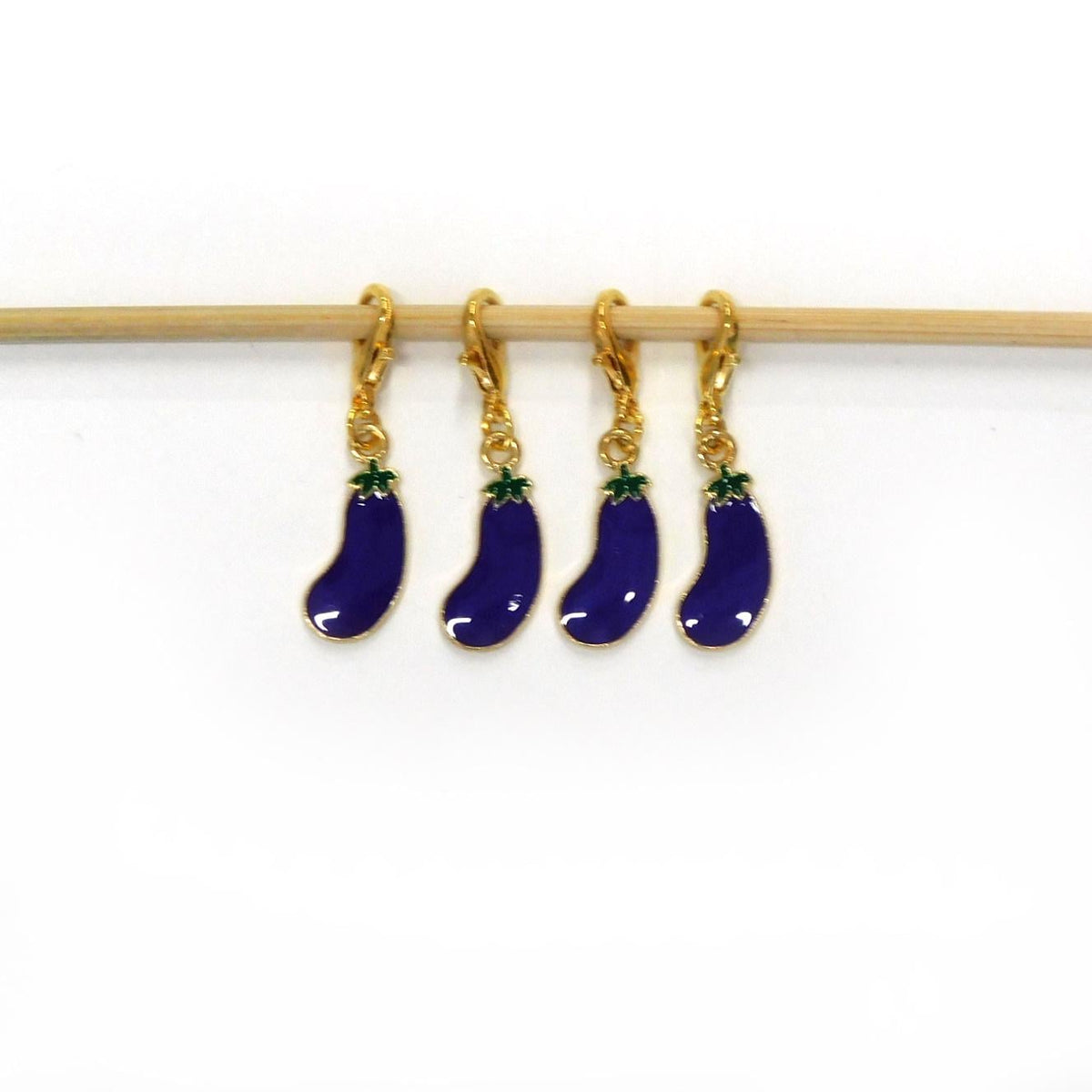 Aubergine Eggplant Stitch Markers set of 4 on moveable clasps