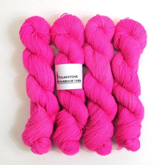 Fluorescent Pink Merino Blend Sock Wool yarn 100g skein