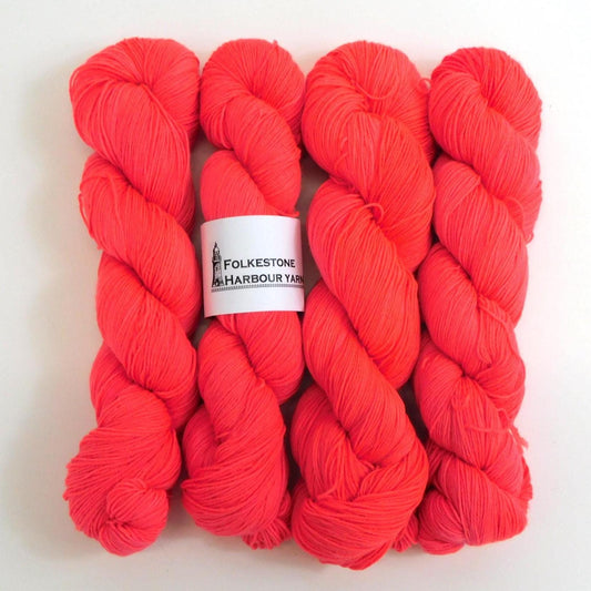 Fluorescent Red Merino Blend Sock Wool yarn 100g skein