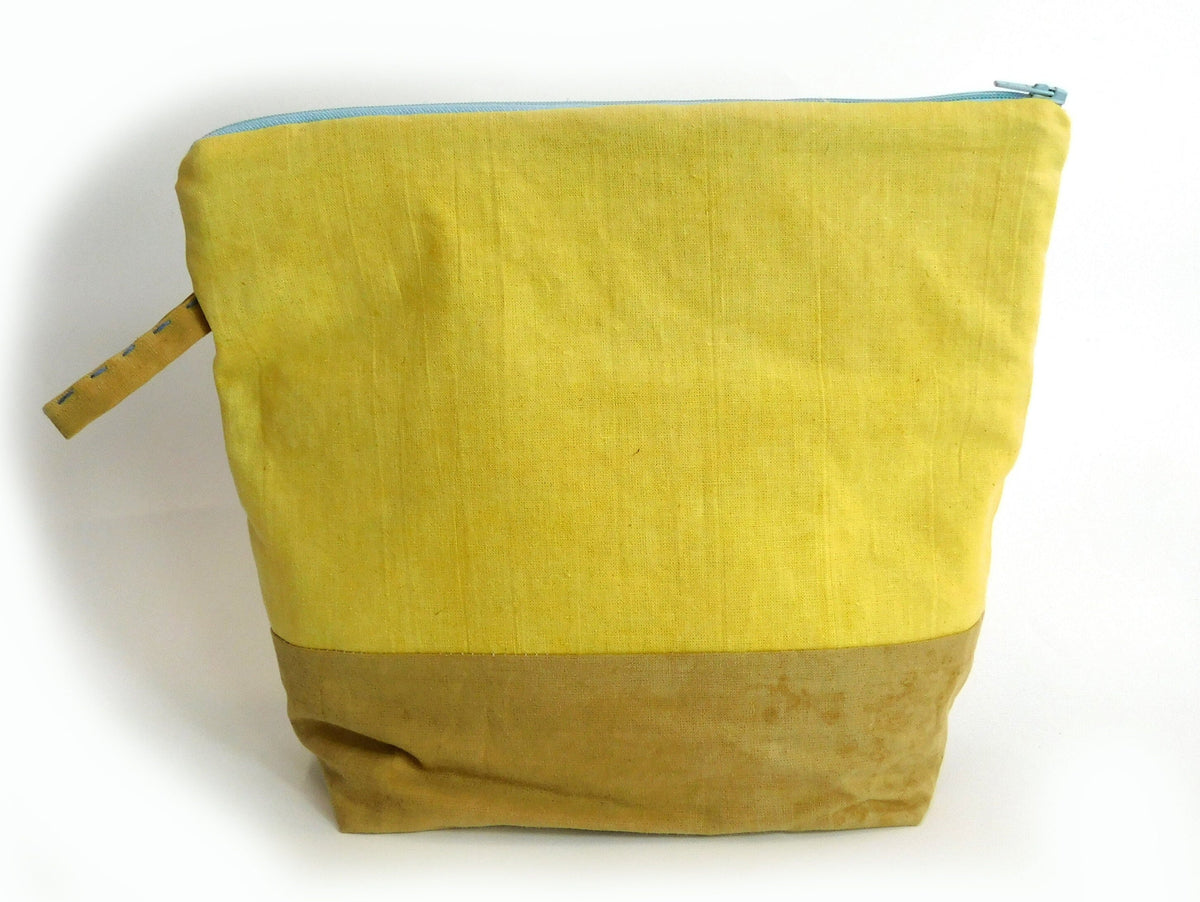 Hand Embroidered Butterfly Pouch: Naturally Dyed Cotton Zip Bag
