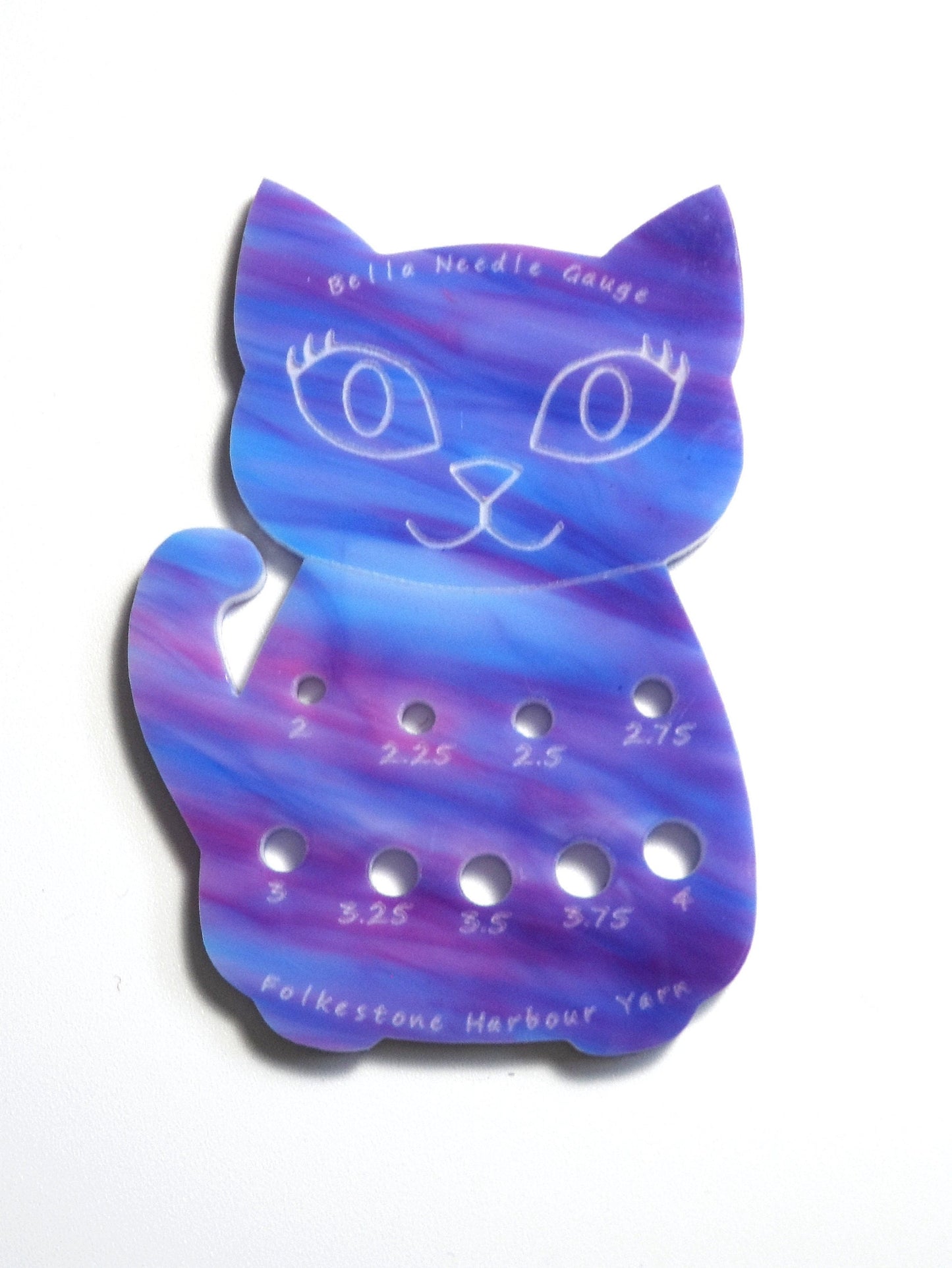 Bella Cat Sock Knitting Needle Gauge Metric  Purple & Blue Swirled Marbled