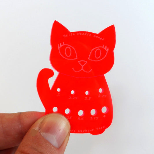 Bella Cat Knitting Needle Gauge: Metric Sock Knitting, Acid Red Fluro