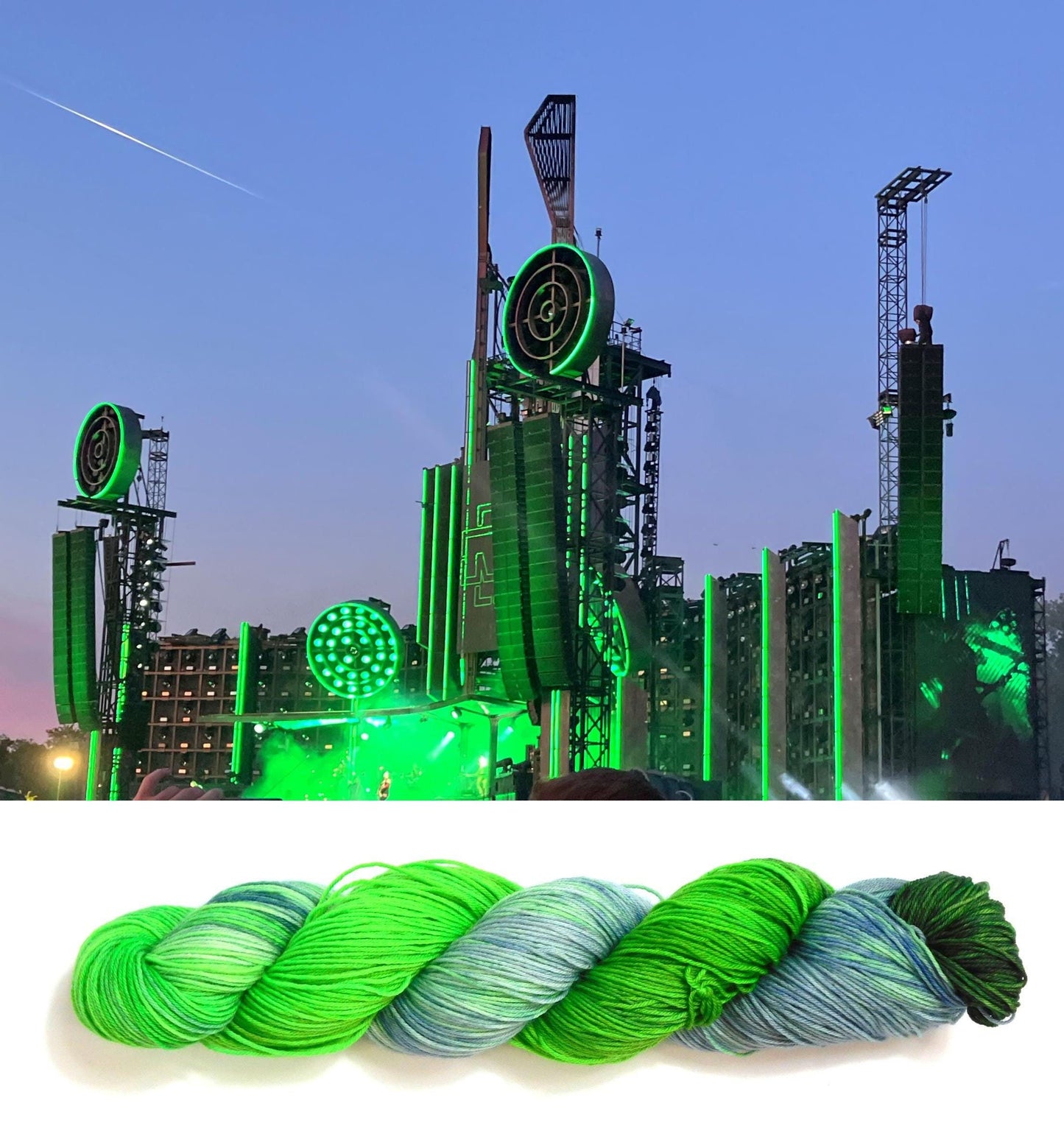 RAMMSKEINS: Paul        100g Variegated Green Grey Black Sock Yarn   Fluorescent/UV Reactive