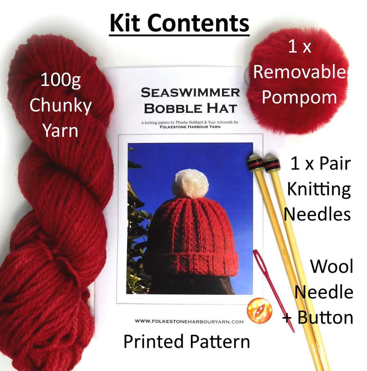 Seaswimmer Chunky Bobble Hat Knitting Kit                  Choose Your Colour