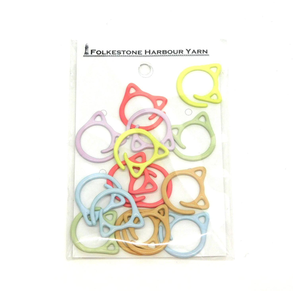Simple Cat Ring stitch markers  set of 15 rainbow pastels