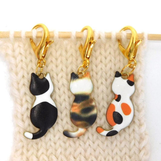 Kitty Cat Stitch Markers set of 3 on lobster clasps