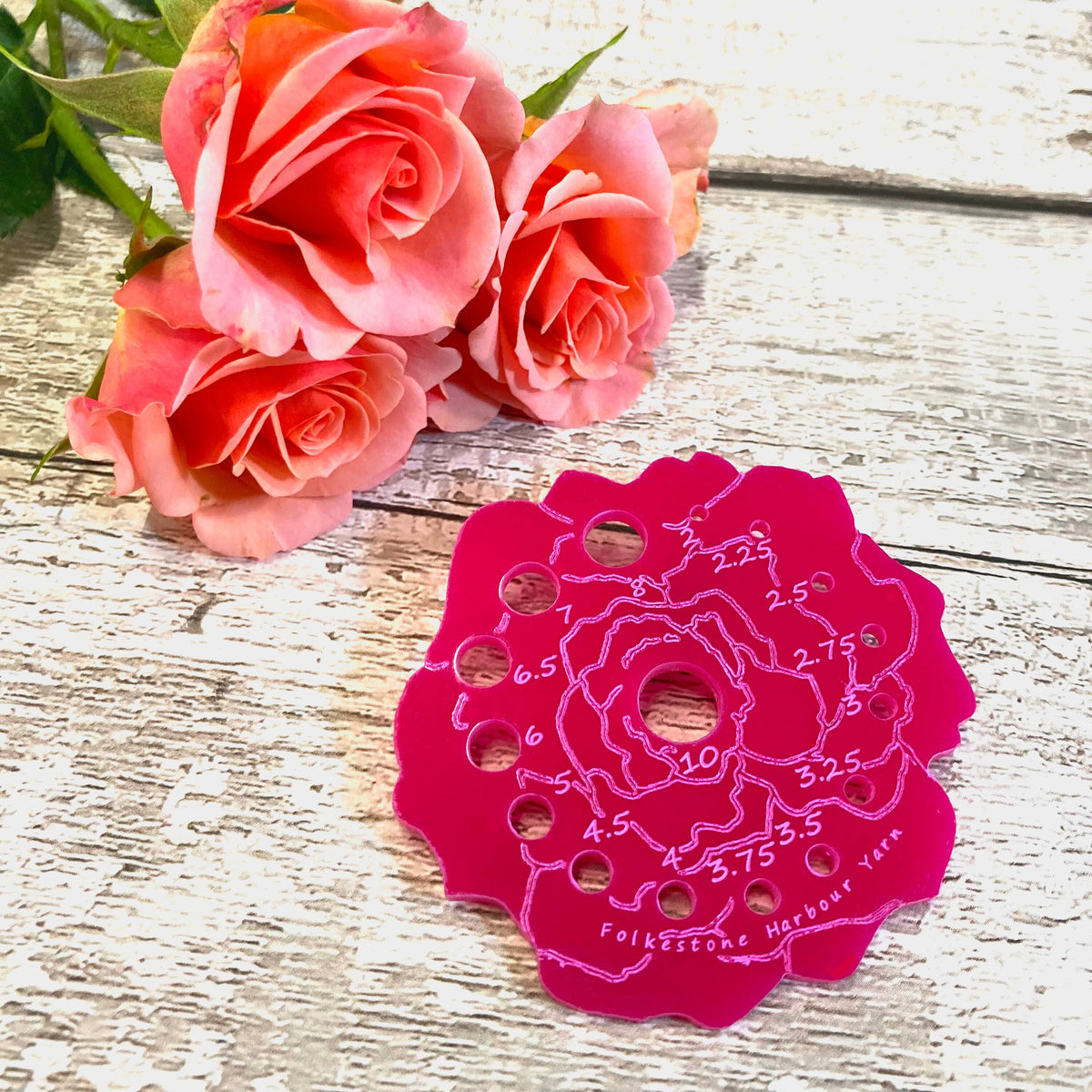 Rose Knitting Needle Gauge  Metric   Fuchsia Pink