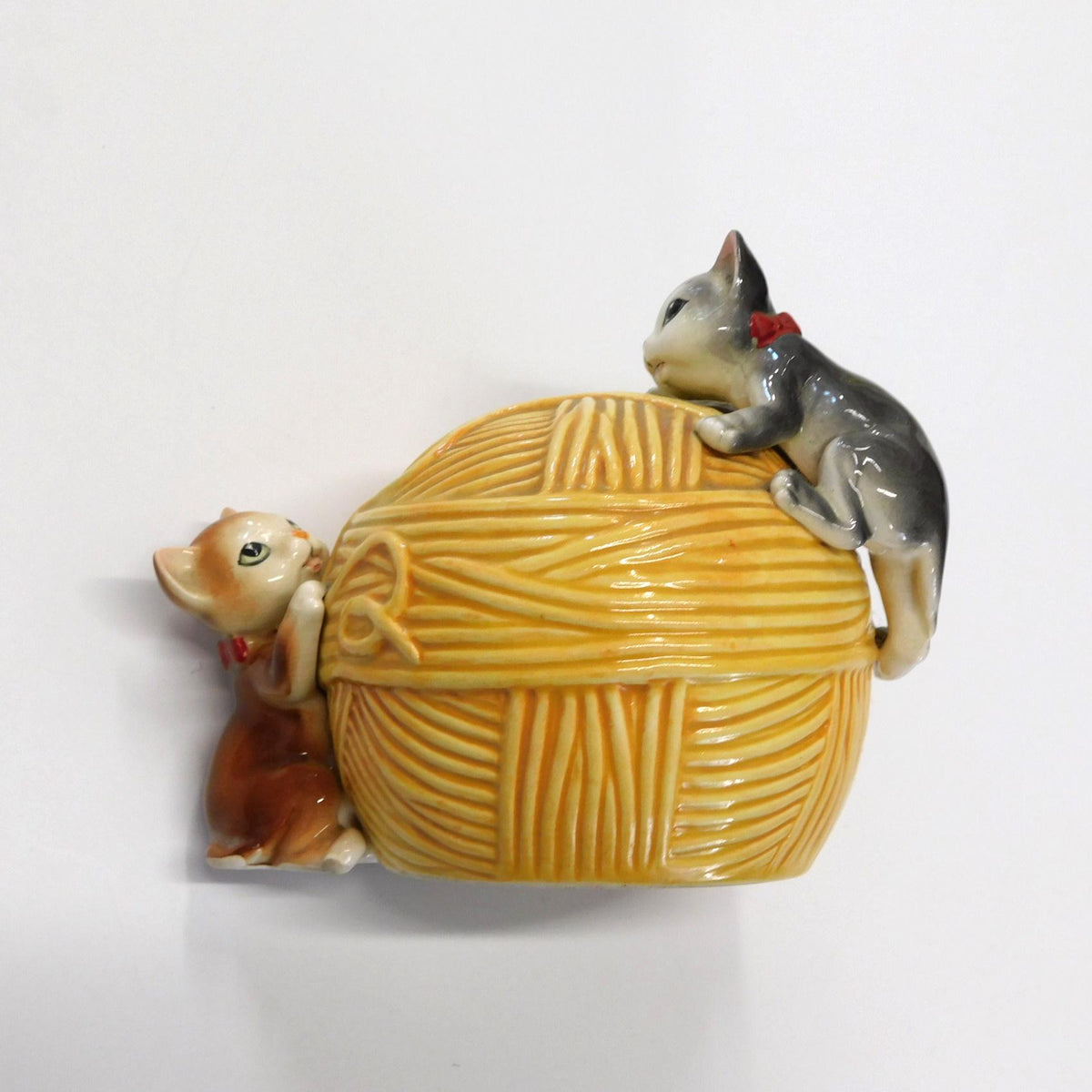 Vintage Ceramic Kittens on a Yarn Ball Piggy Bank
