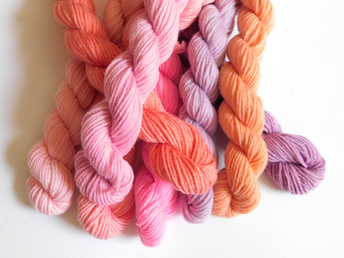 Sunset Beach  Solid Mini Skein Set    Sock or DK Yarn 80g