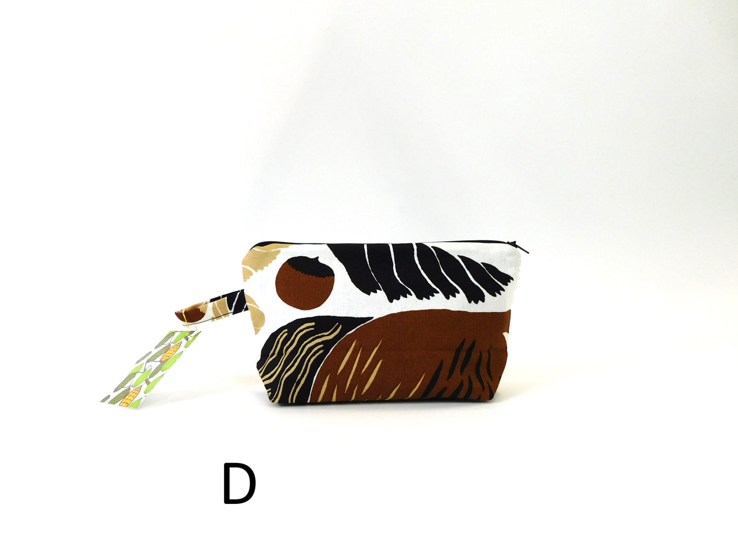 Marimekko Kurre Fabric Zip Pouch  2 sizes    White Brown Tan Black