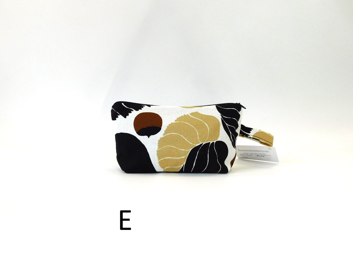 Marimekko Kurre Fabric Zip Pouch  2 sizes    White Brown Tan Black