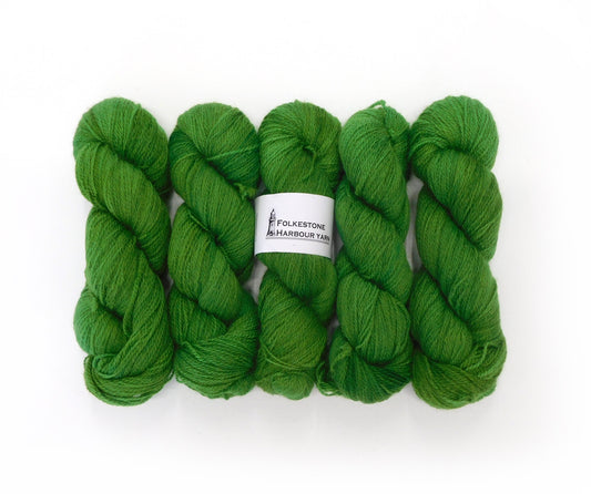 Garden of England Green Semi-Solid Romney 4ply weight Wool Yarn 100g