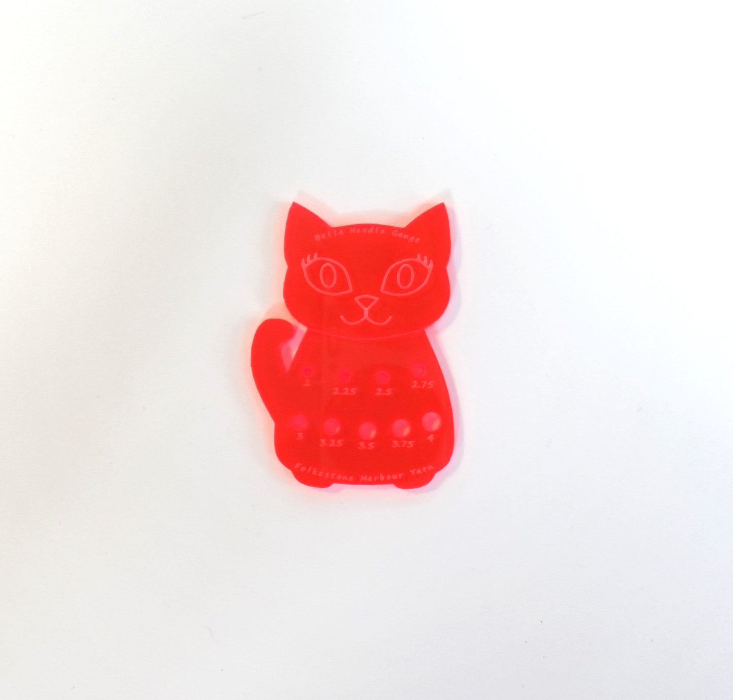 Bella Cat Knitting Needle Gauge: Metric Sock Knitting, Acid Red Fluro
